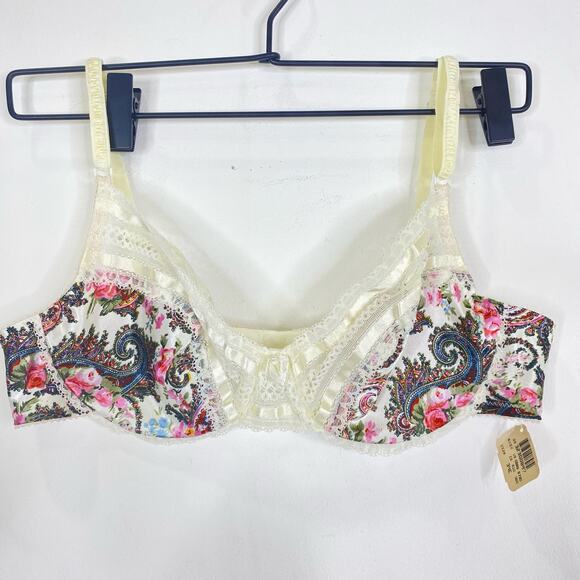 Vintage Victoria’s Secret Gold Label Bra 34C Paisley Floral Lace Rare Lingerie - Picture 1 of 8